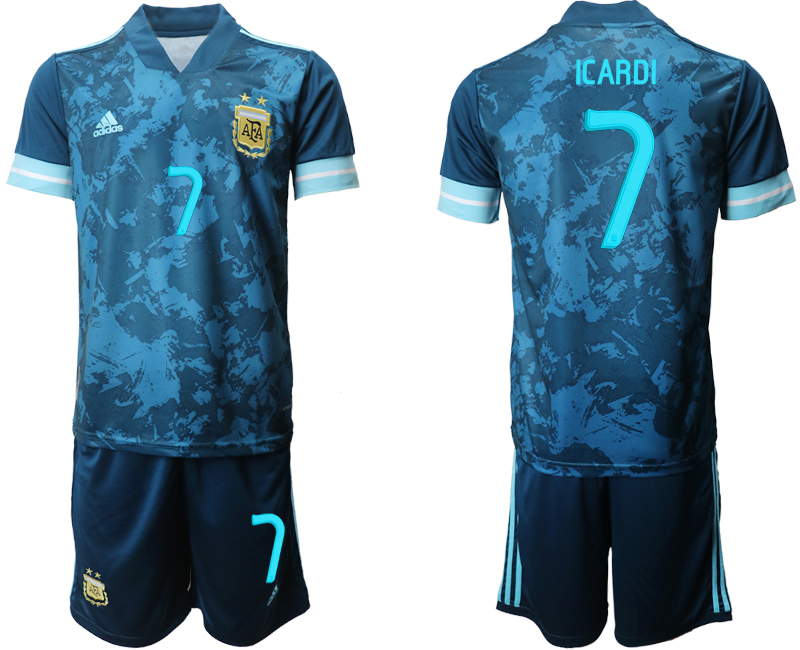 Men 2021 National Argentina away #7 blue soccer jerseys